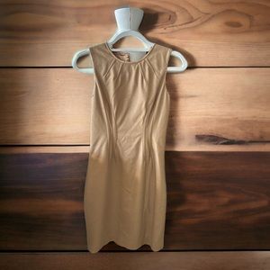 Eli Tahari wool brown dress with leather trim
